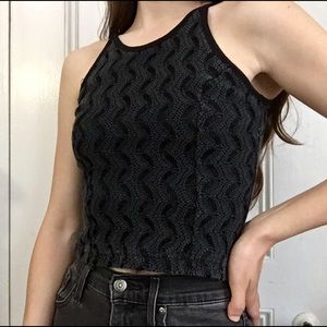 Vintage Black Mesh Cropped Tank
